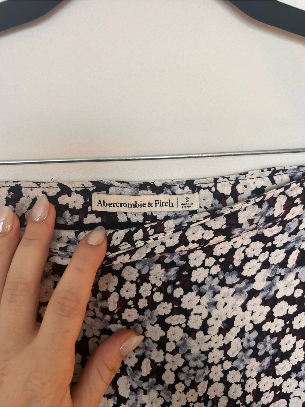Abercrombie Floral Split Midi Skirt in Black and White